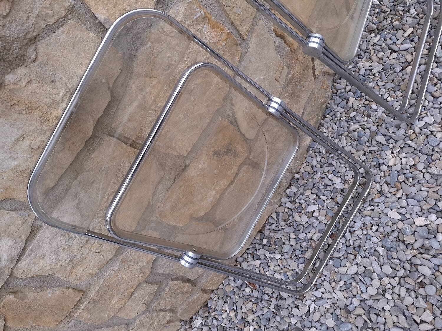 5 vintage 70'S chairs + Giancarlo Piretti Castelli support