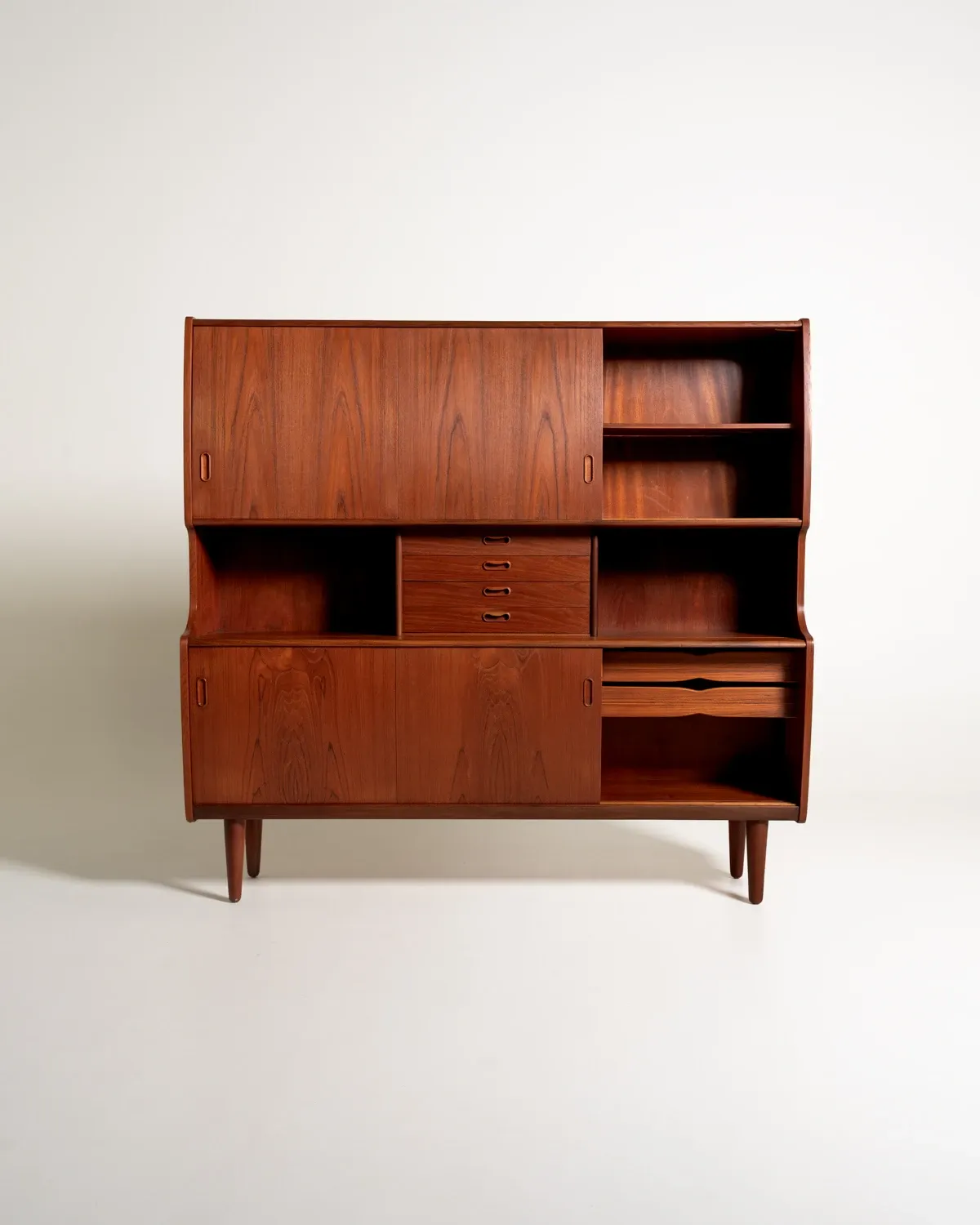 Danish Teak Highboard with Bar Cabinet