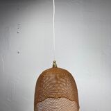 Beehive webbing rattan wicker pendant hanging lamp, 1930s