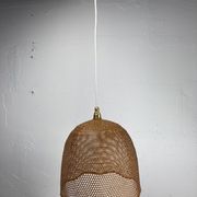 Beehive webbing rattan wicker pendant hanging lamp, 1930s