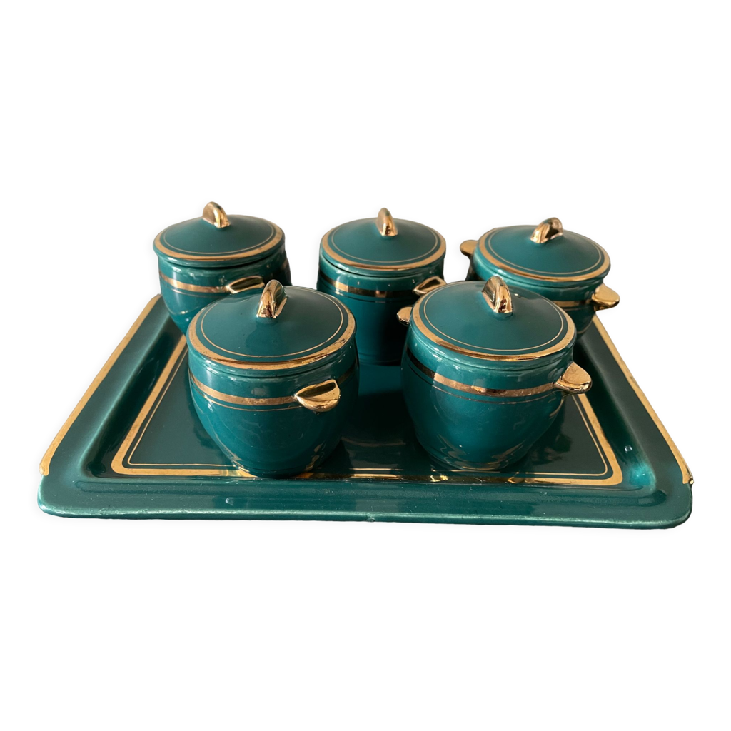 Service à Crème Brûlée MSV 7 Pièces - 6 Ramequins + Fer - Céramique Marron