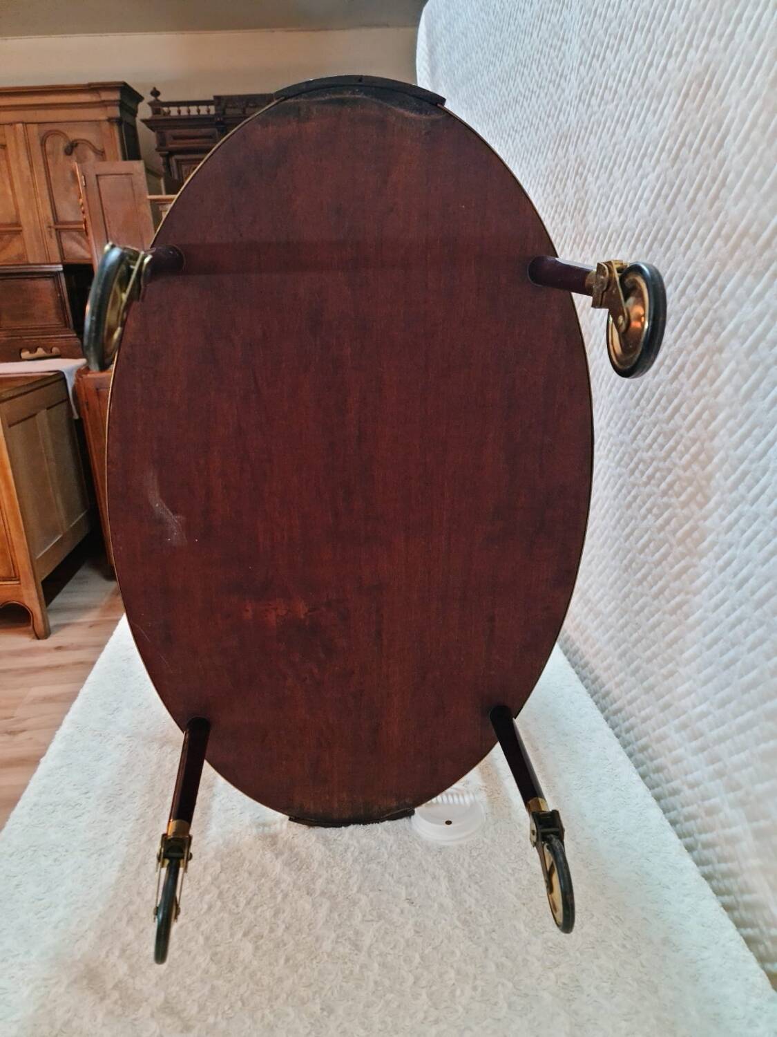 Vintage dessert table on wheels with two oval trays