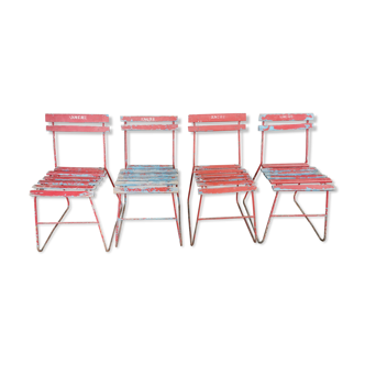 4 old bistro chairs brasserie Ancre 40's
