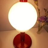Mushroom lamp in lacquered steel and opaline, bubble gum, space age, 1970