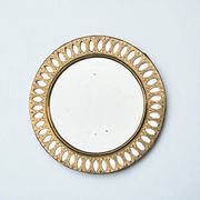 Round Moroccan mirror in openwork chiseled brass - vintage mirror 32 cm