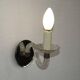 French Vintage Small Mirrored Backplate Wall Sconce Glass Arm & Bobeche