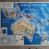 Vintage school map mdi Oceania - South America.