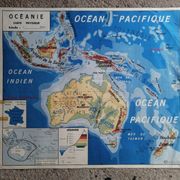 Vintage school map mdi Oceania - South America.