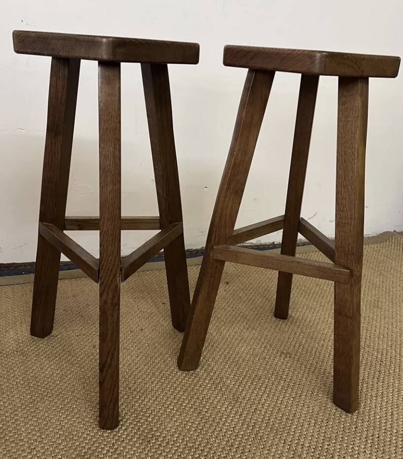 Pair of Vintage Brutalist Bar Stools