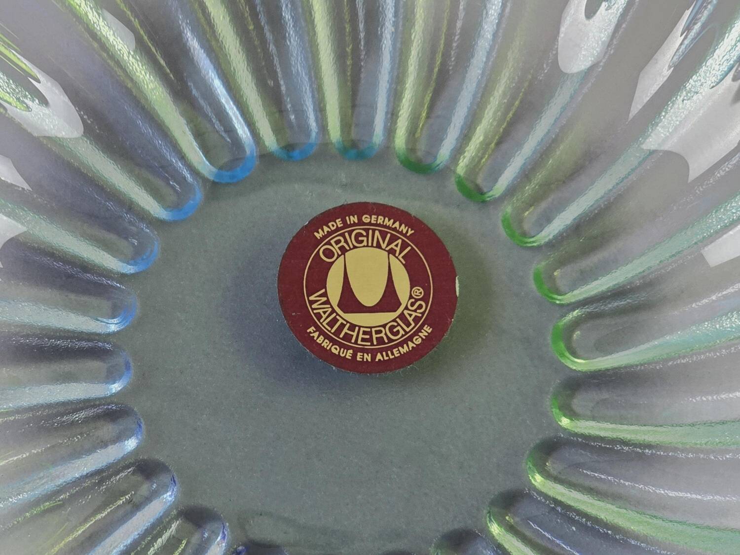 Vintage 1980s Walther Glas 'Solaris' Art Glass Swirl Bowl.