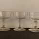 3 old champagne cups in blown and bubbled glass