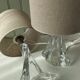 Pair of table lamps - Twisted transparent glass bases from the 1950s - Hemp shades