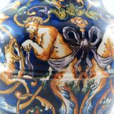 Ancien pichet/broc faïence de gien, renaissance, french ceramic/limoges/putti