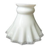 Tulipe de lampe Art Déco bi matière opaline et verre transparent