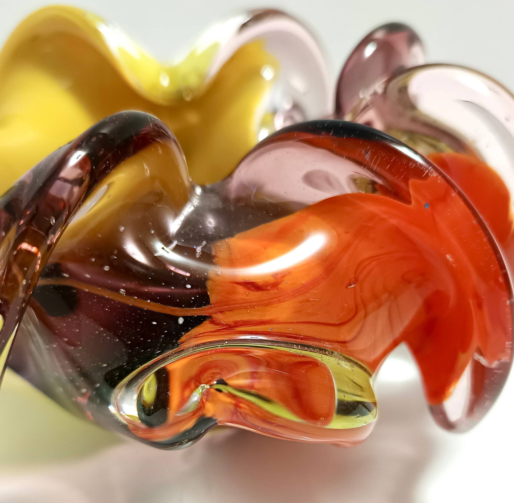 Large Polychrome Murano Glass Ashtray / Vide-Poche attr. to Toso, Italy