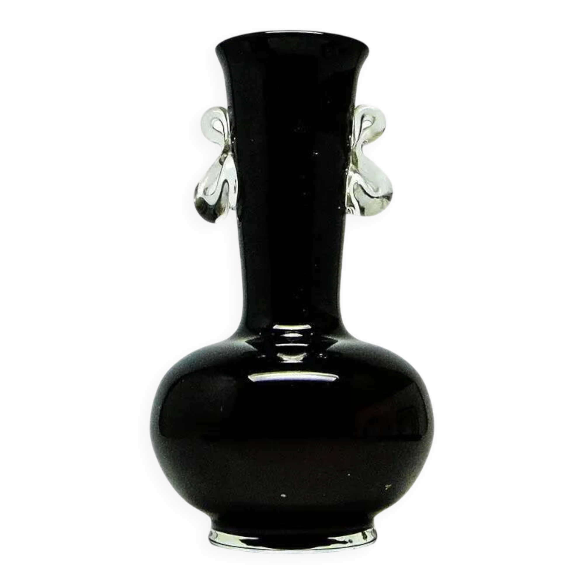 Mid-century modern vase, black glass, HSG Tarnowiec, Poland, 1970s