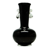 Vase moderne du milieu du siècle, en verre noir, HSG Tarnowiec, Pologne, années 1970