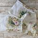 Floral printed damask tablecloth 70's - cotton - 140x140 cm