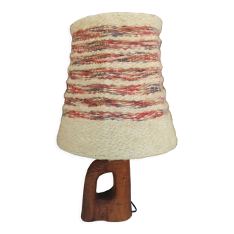 Authentic Lamp of the 70's Foot in Olivier Lampshade in wool