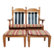 Banquette vintage 2 places et repose-pieds en chêne