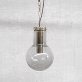 Smoked mid-century glass and brass pendant light by raak