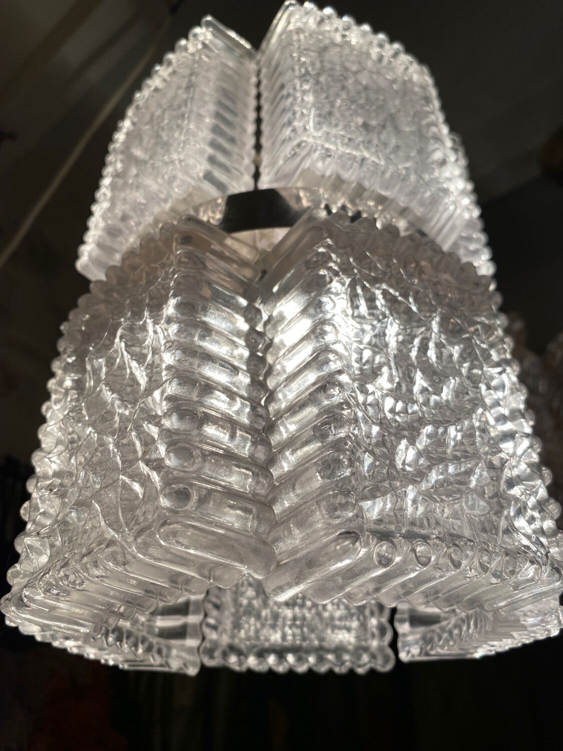 Chandelier by Kaiser Leuchten, frosted glass, Germany 1960