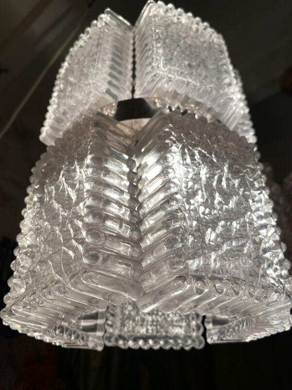 Lustre par Kaiser Leuchten, verre givré, Allemagne 1960