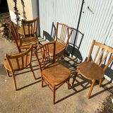 Lot de chaises vintage en bois