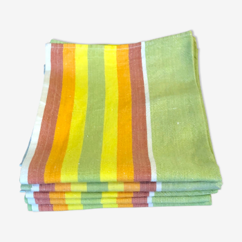 Set of 5 colorful old tea towels