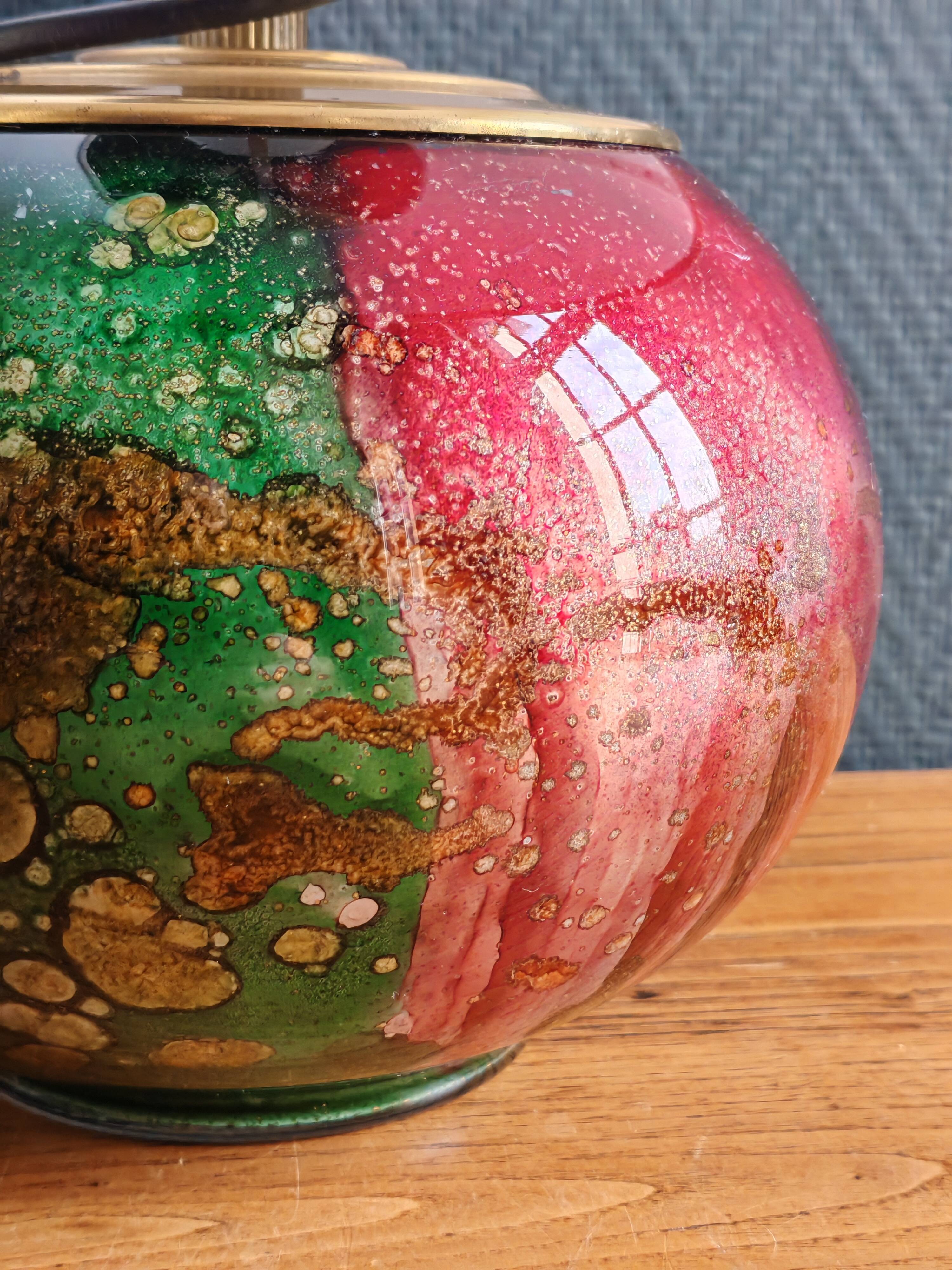 Lamp "Laque Line" Jean-Noël Bouillet (JNB) - Painted Glass Globe Signed
