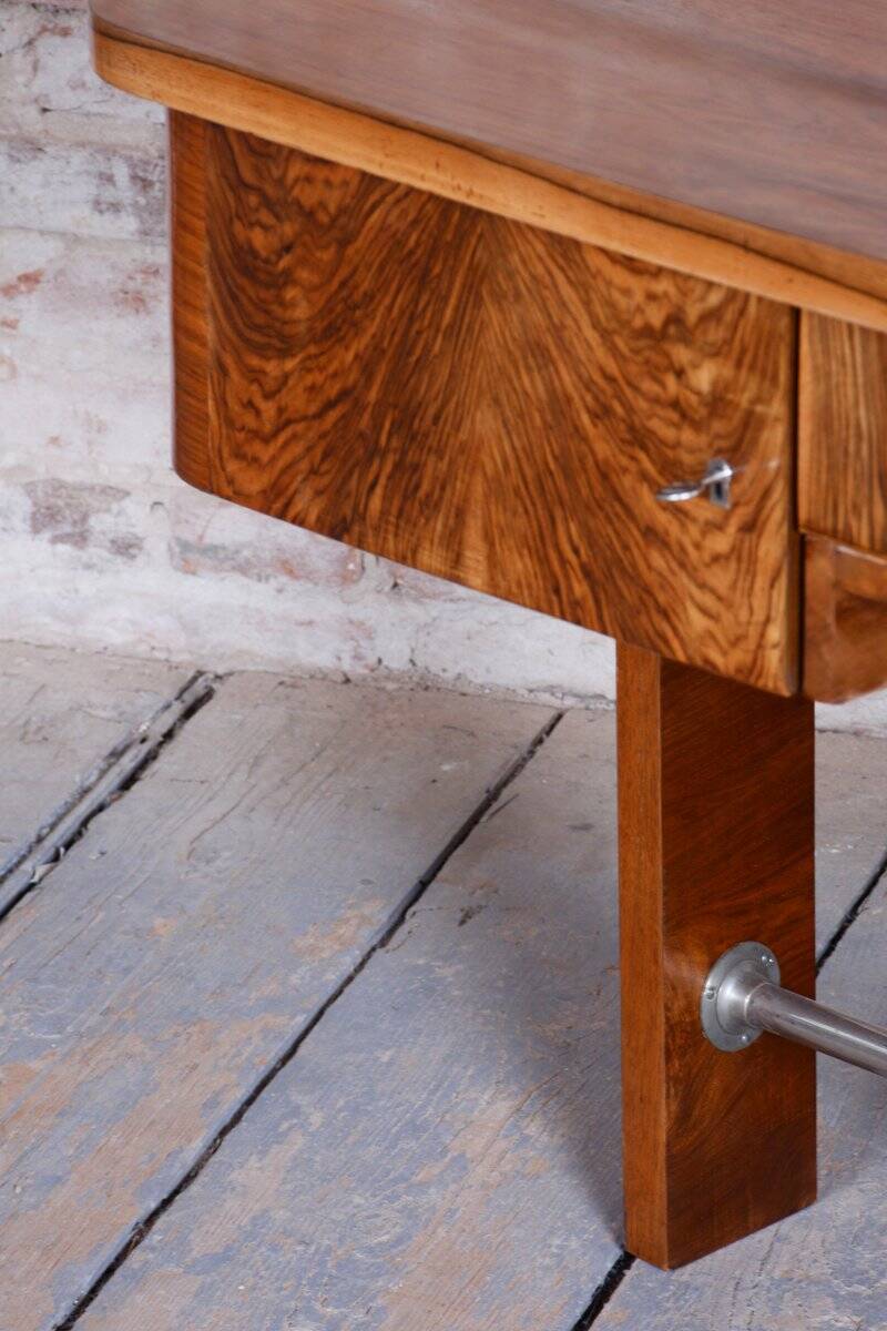 Art Deco Walnut Writing Desk from Up Závody, Czech, 1930s