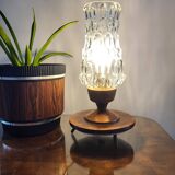 Tripod vintage tafellamp uit de jaren 60 met glazen lampenkap