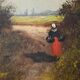 Important painting "Stroll in the Underwood", oil on canvas, signed L. Gourdon – 1896