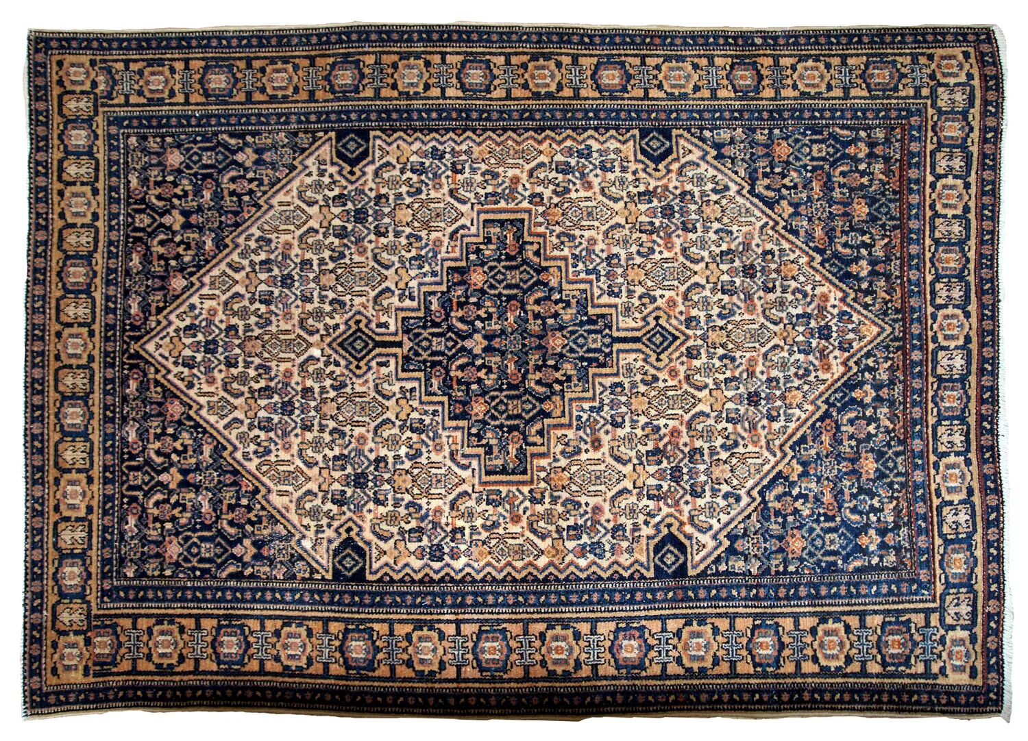 Handmade antique Persian Bibikabab rug 3.3' x 5.2' (100cm x 158cm) 1920s