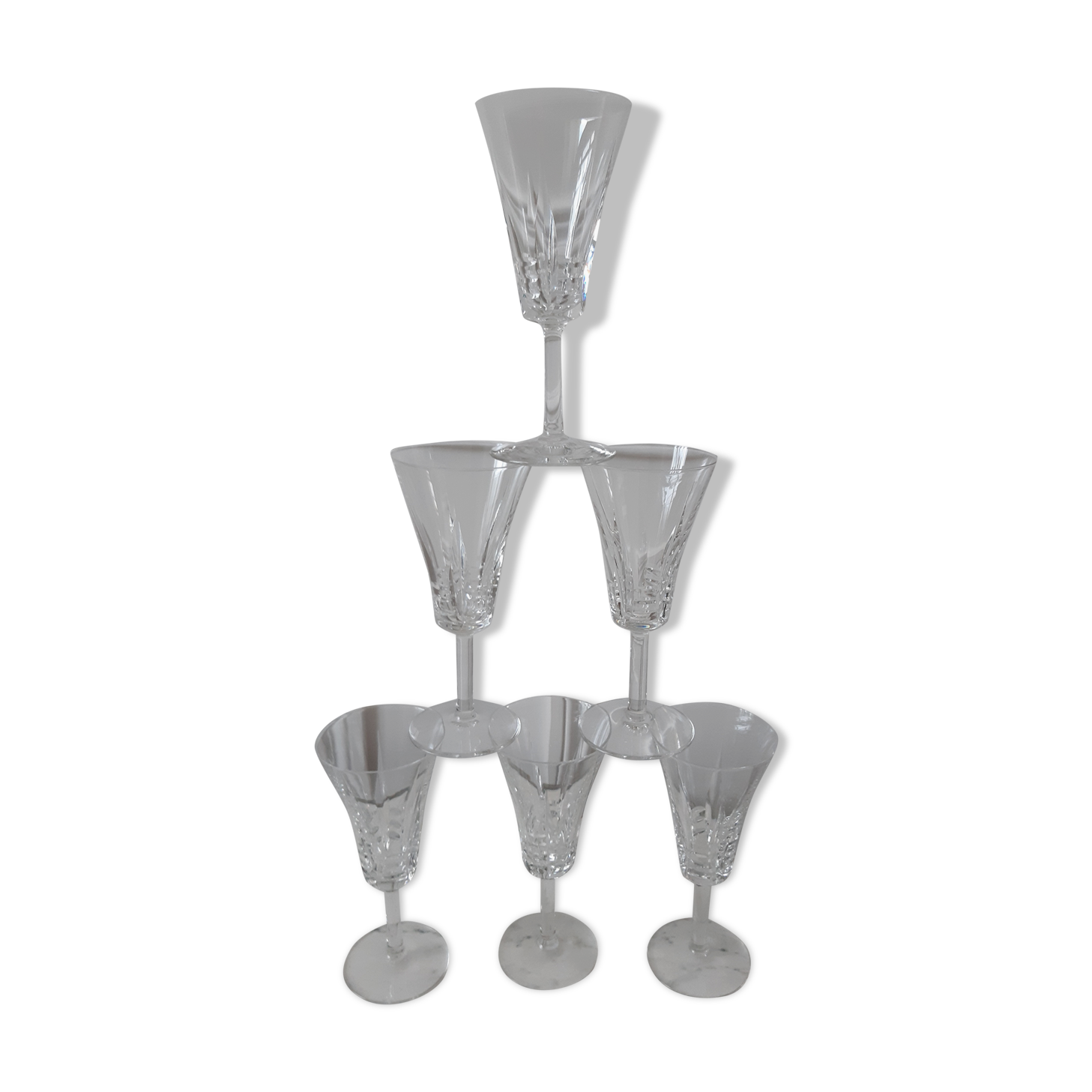 Set of 6 crystal champagne flutes