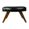 Stool with black faux leather and legs in teak of Danish design, 1960s