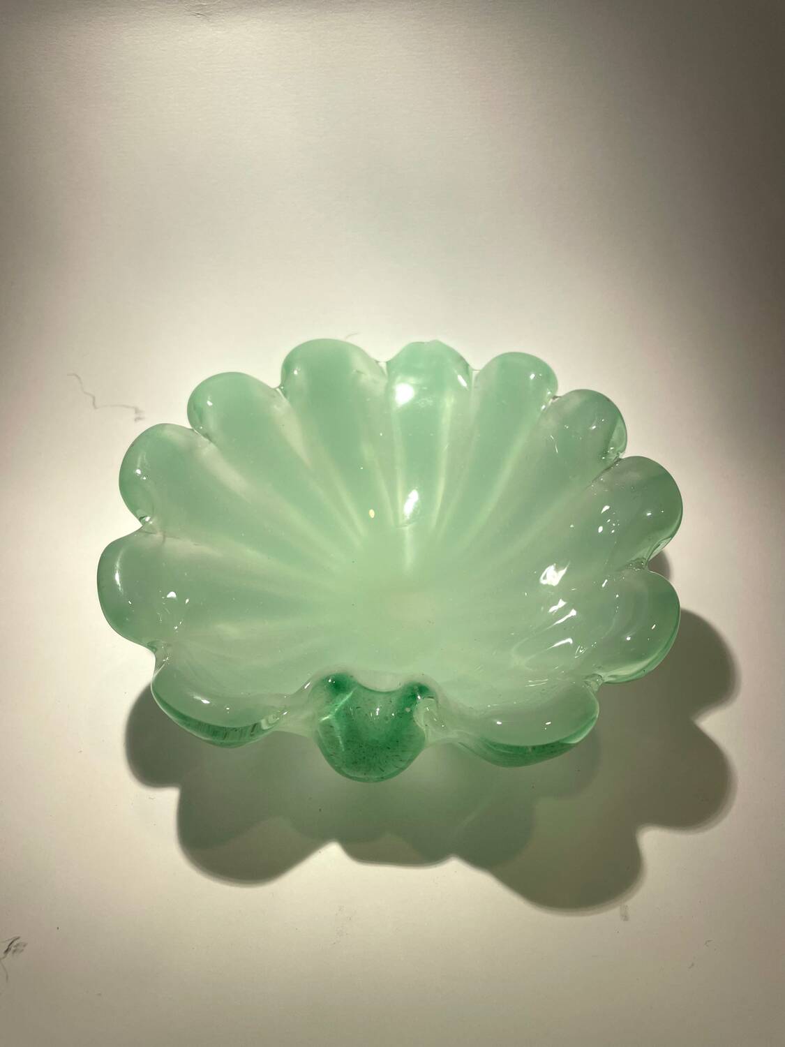 Sommerso ashtray lined with opaline green, Murano