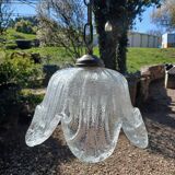 Vintage frosted blown glass pendant light