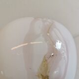Table lamp in white opal glass, with pink details/decoration