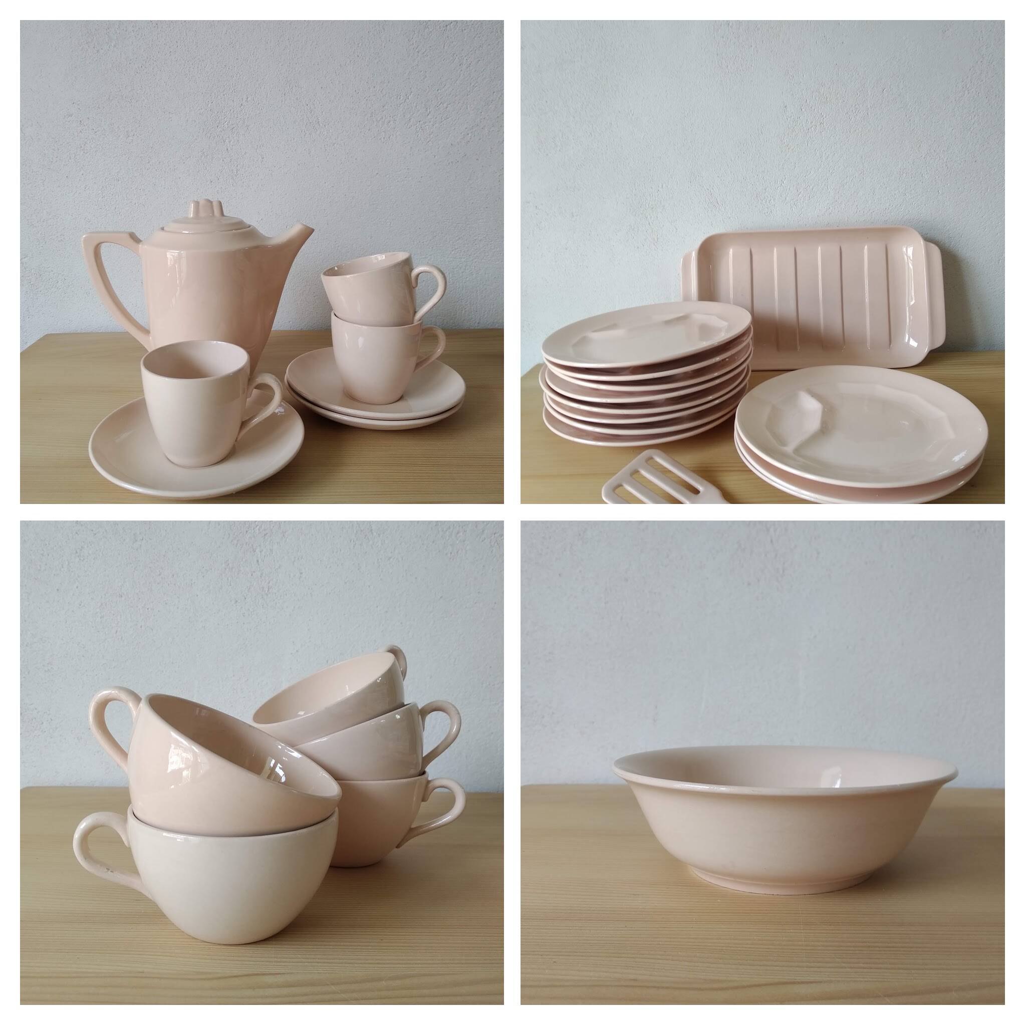 Cafetière ou théière Digoin Sarreguemines rose poudre