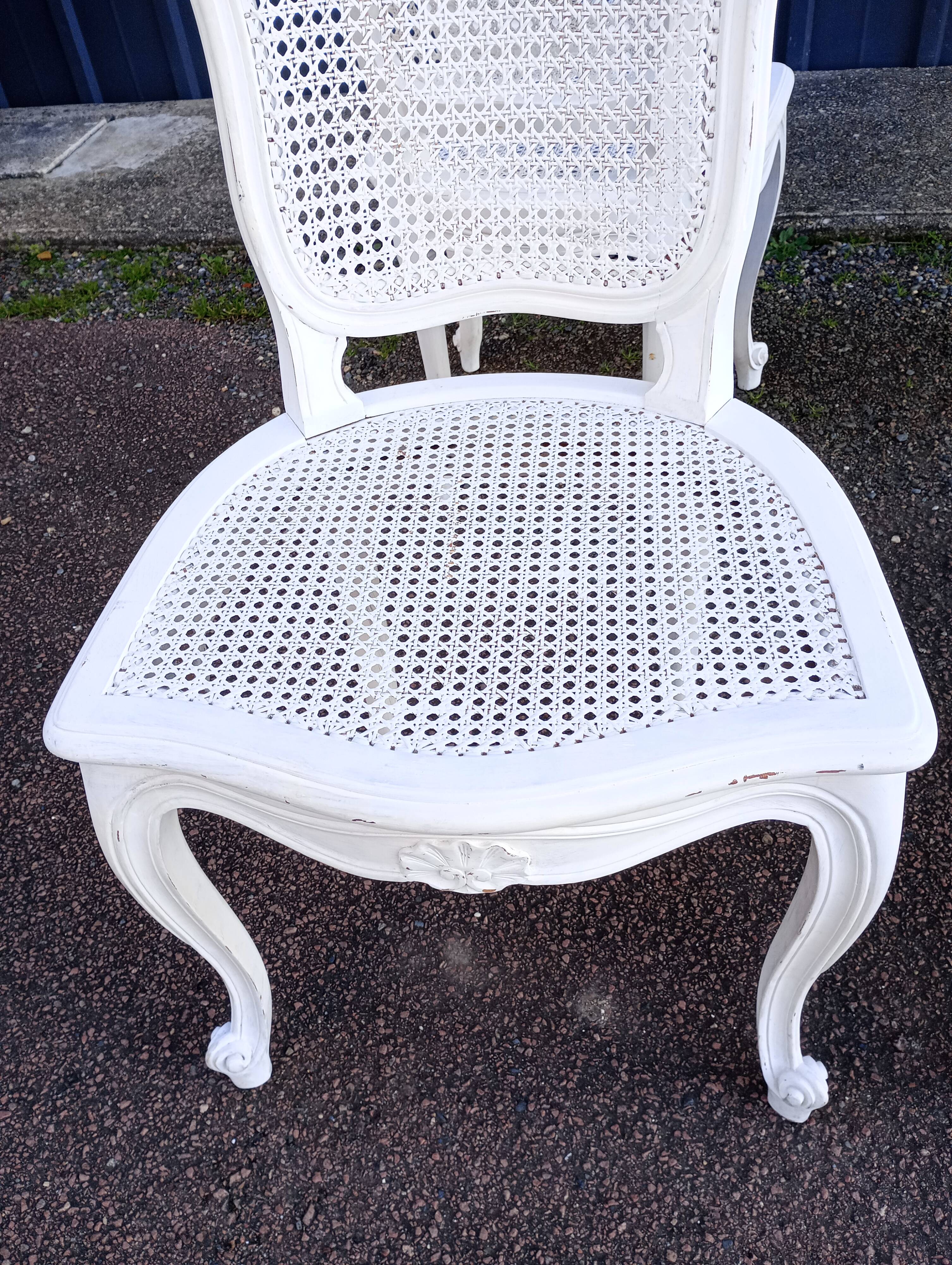 six Louis XV style caned chairs