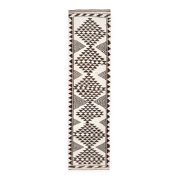 3x10 Brown Cream Kilim Runner Rug 82x320Cm
