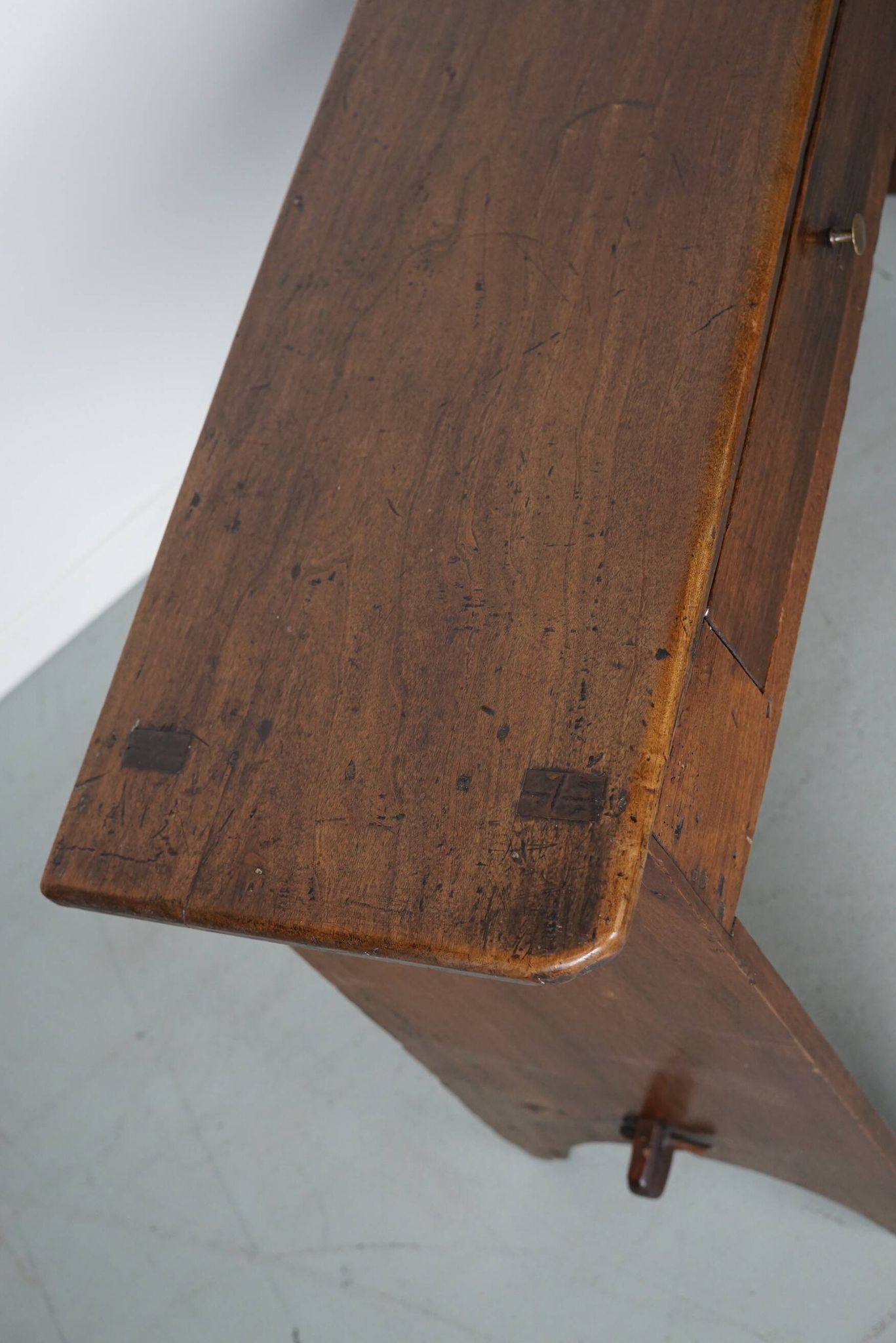 Antique rustic farmhouse fruitwood side table, France, 19th century