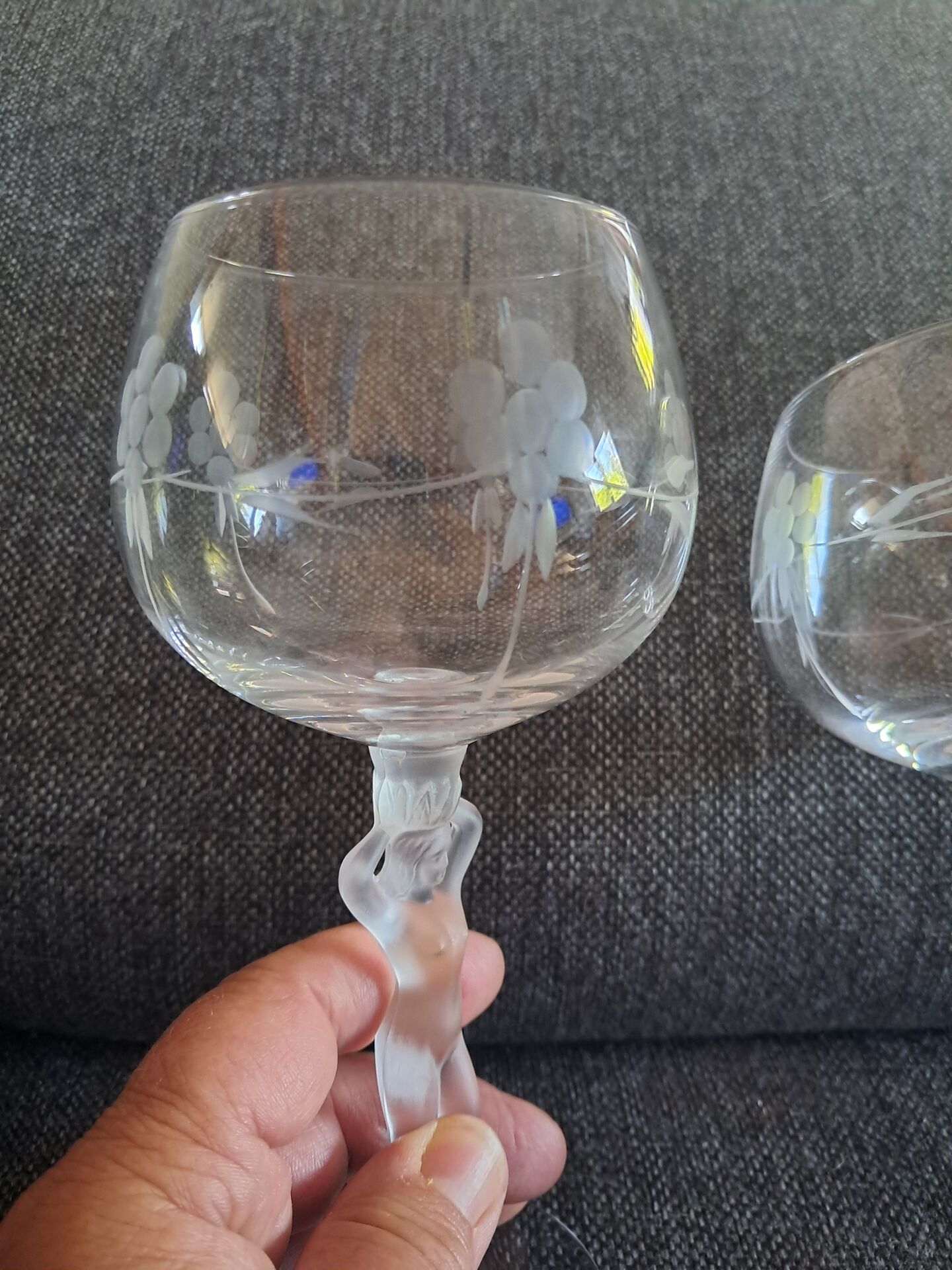 2 crystal wine glasses from Bayel, 20th century