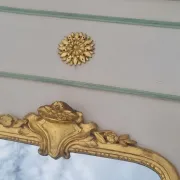 Large French mirror in architectural panel with gilt frame