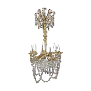 Lustre a pampilles 8 ampoules a