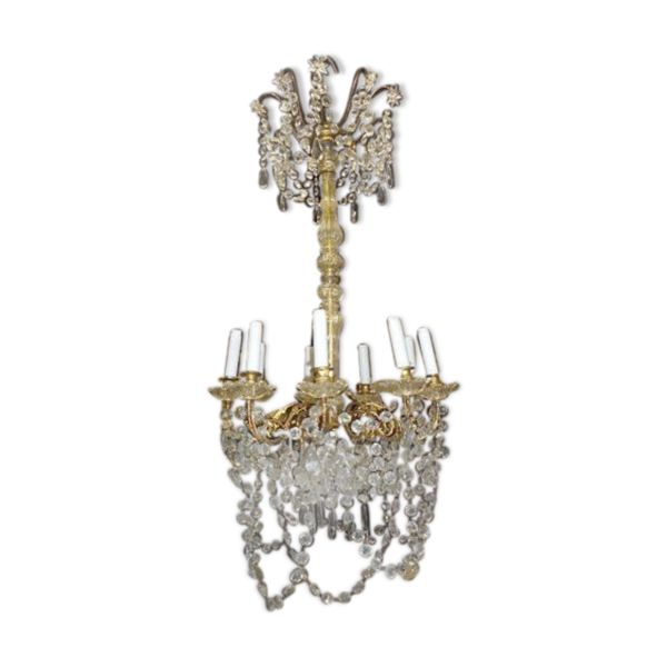 Lustre a pampilles 8 ampoules a guirlande