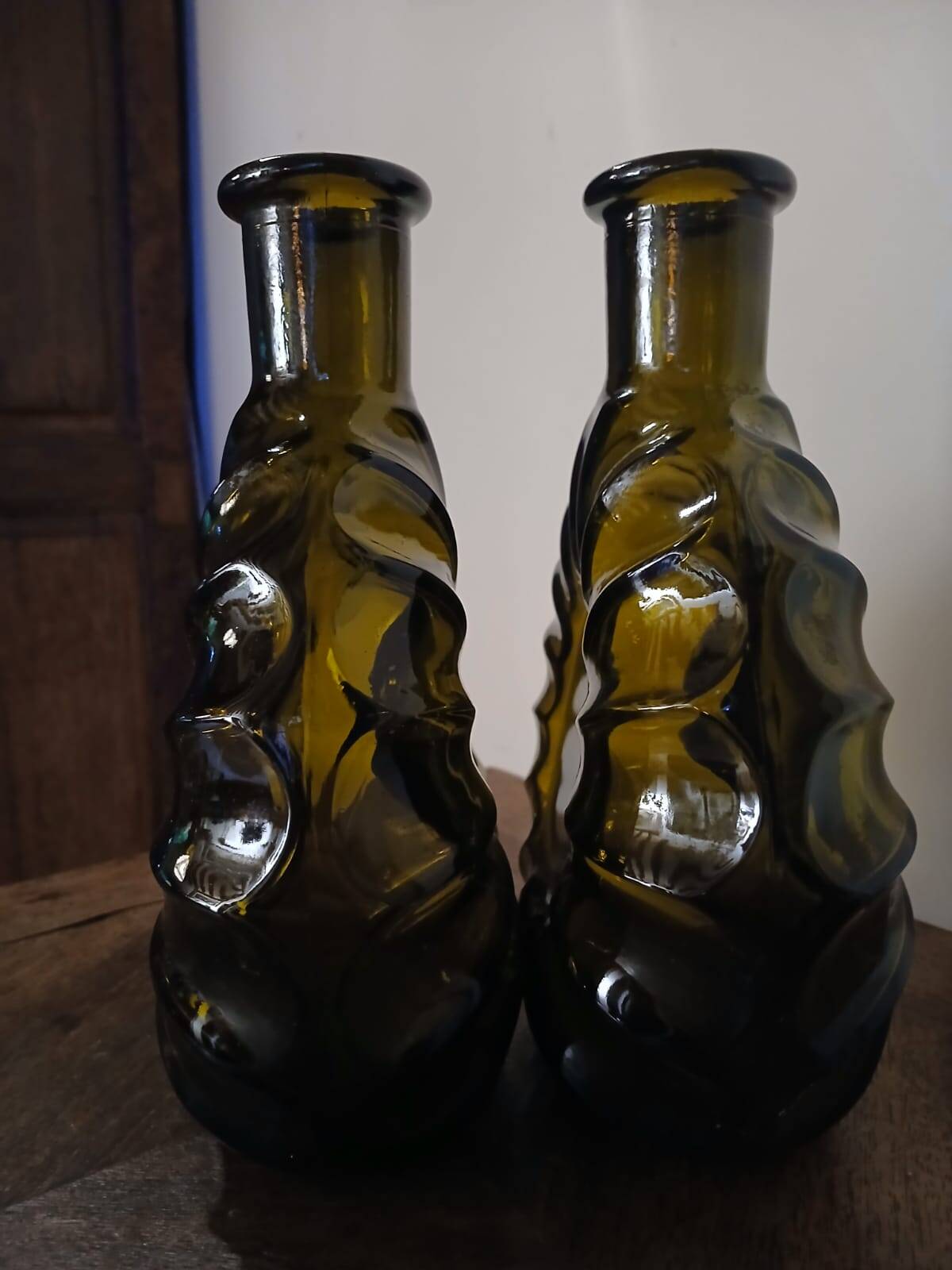 Set of 2 smoked cognac bottle soliflores