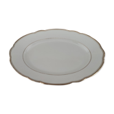 Oval plate in white Swiss porcelain double gilded border "VSK USC Viribus Unitis"