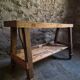French industrial kitchen island, antique work table in chestnut and oak, circa 1900.